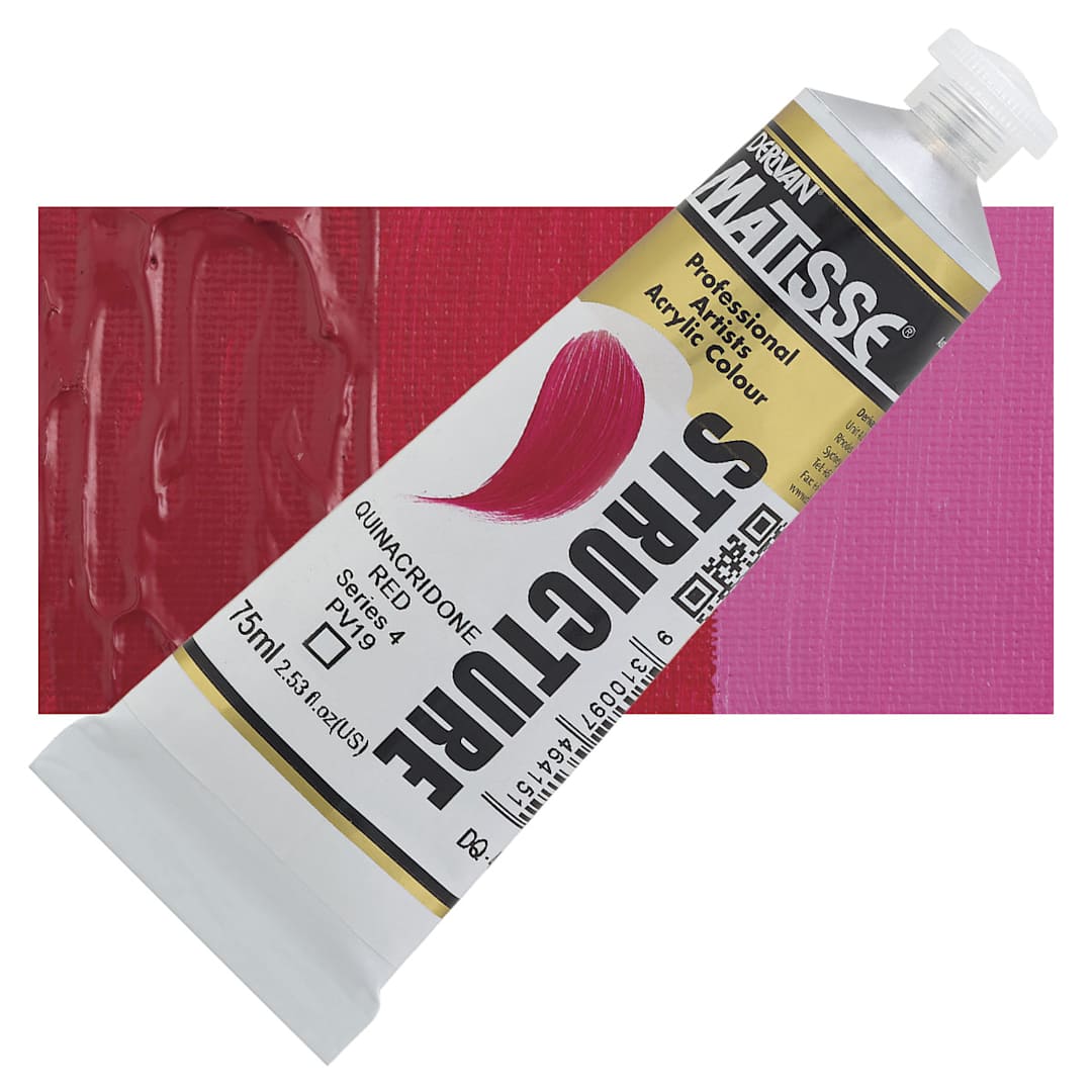 Open in modal - Matisse Structure Paint - Quinacridone Red, 75 ml tube and swatch