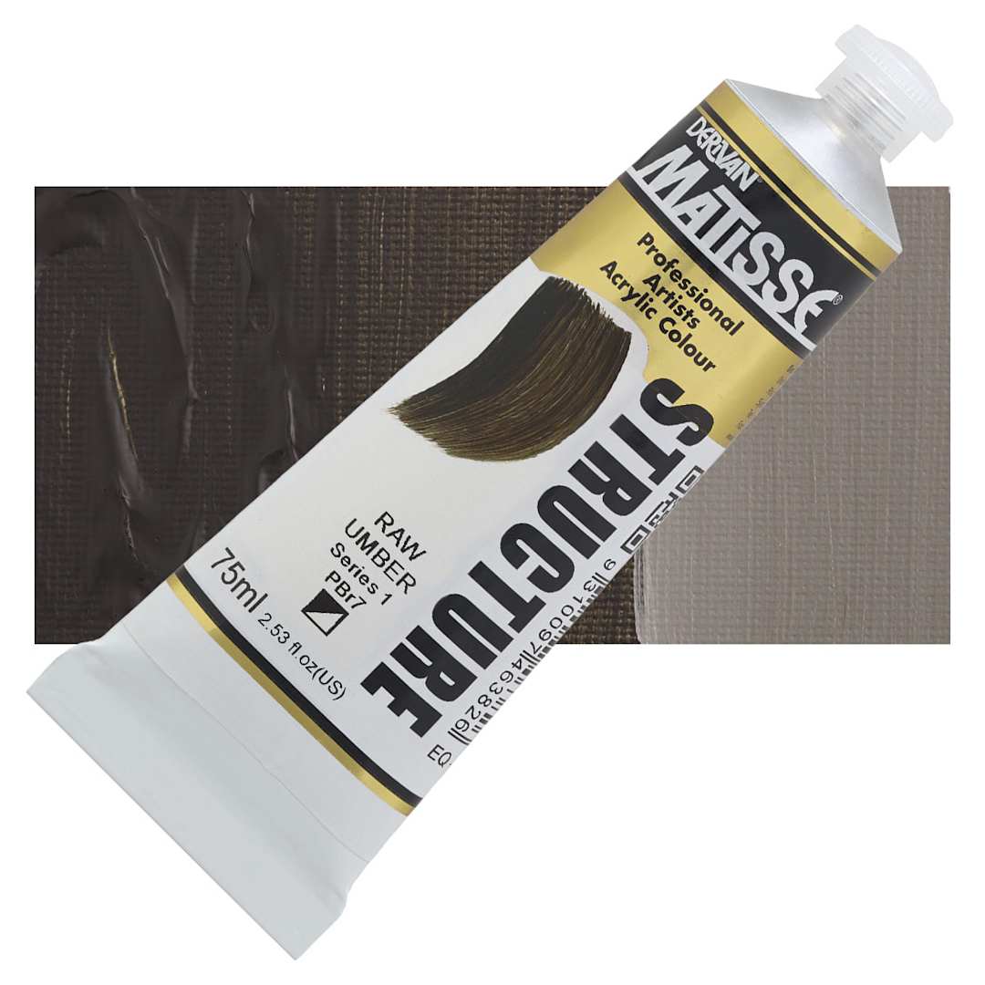Open in modal - Matisse Structure Paint - Raw Umber, 75 ml tube and swatch
