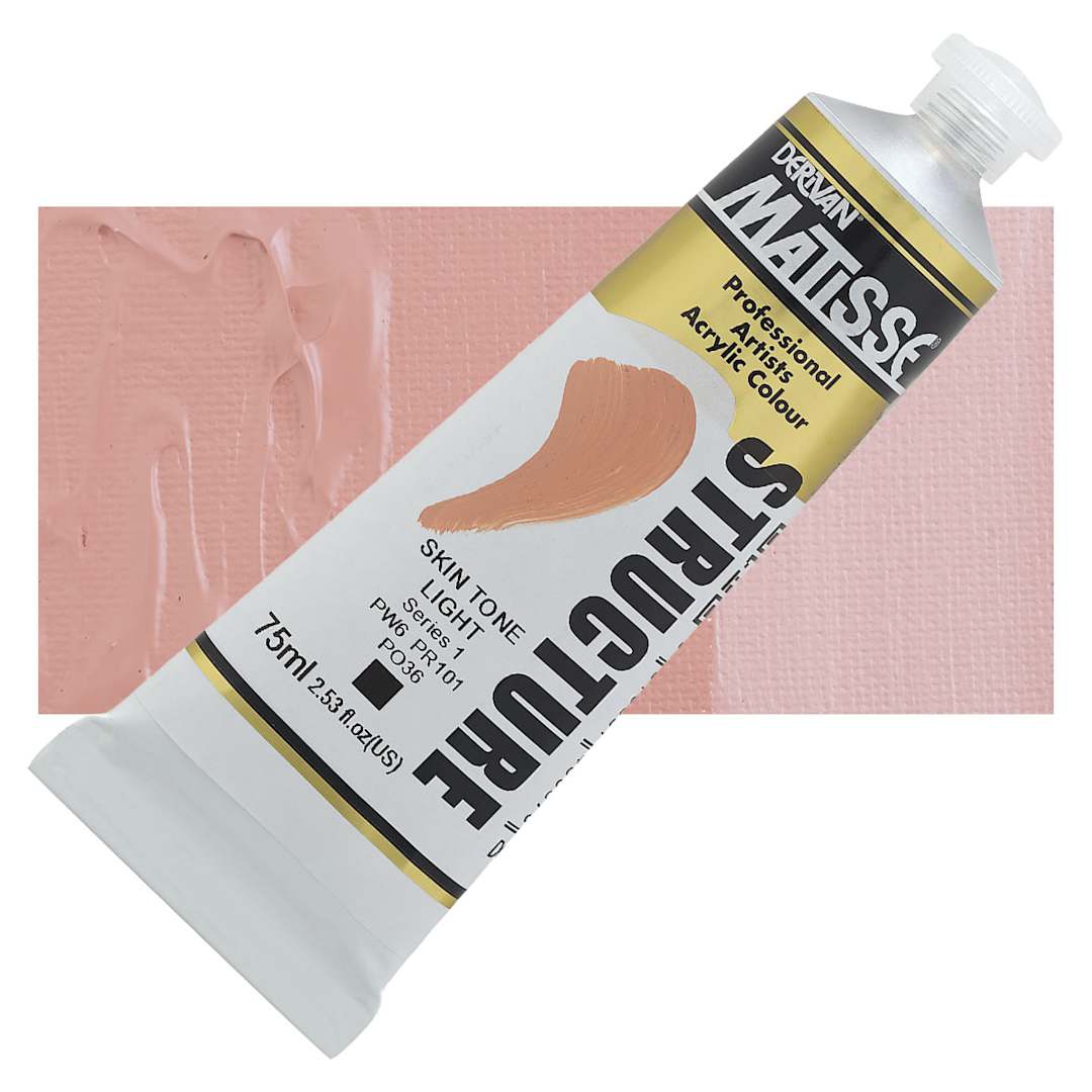 Open in modal - Matisse Structure Paint - Skin Tone Light, 75 ml tube and swatch