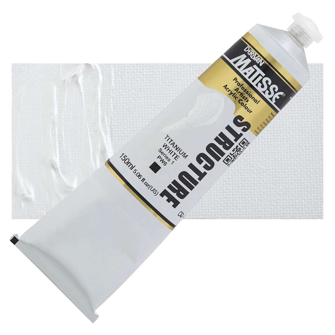 Open in modal - Matisse Structure Paint - Titanium White, 150 ml tube and swatch