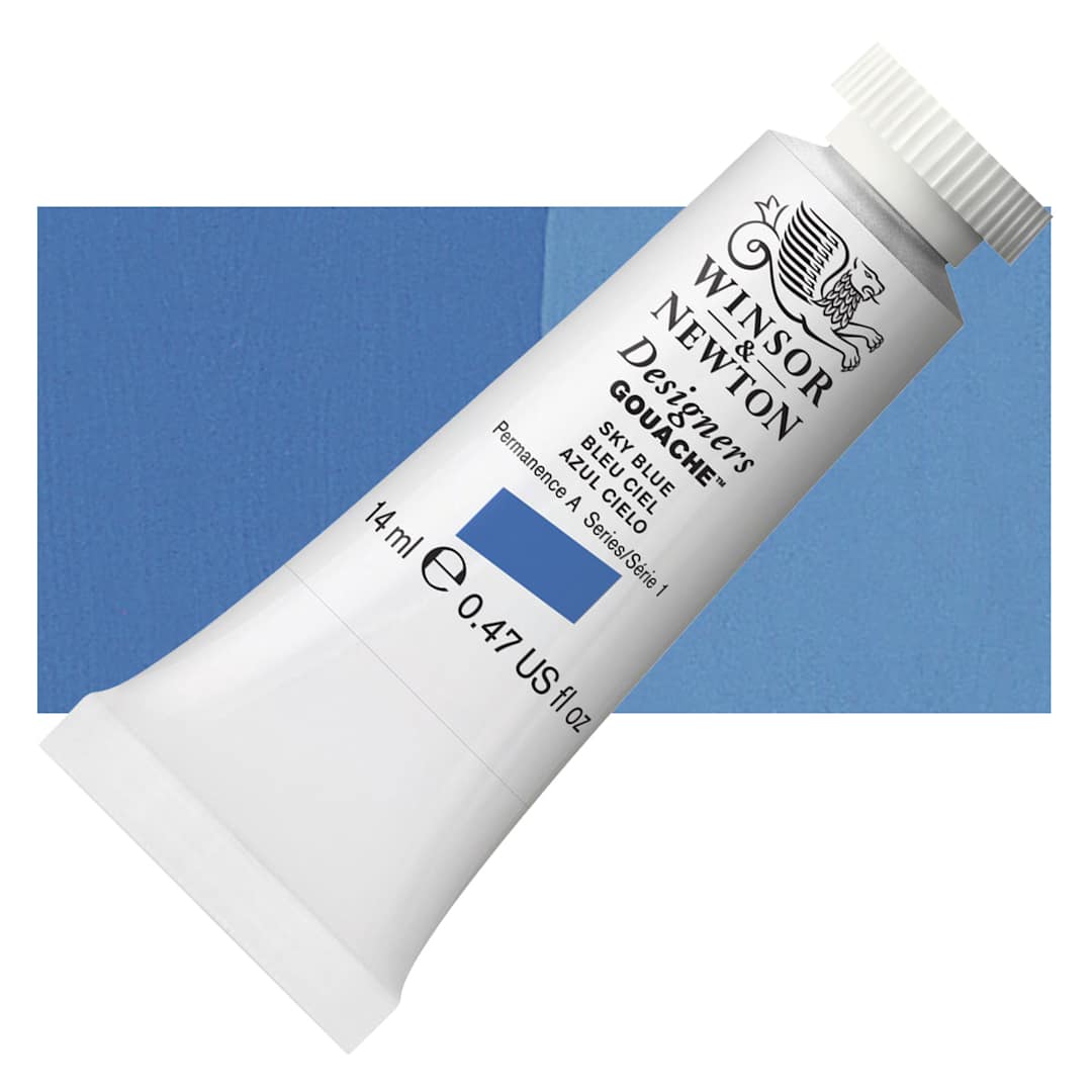 Open in modal - Winsor & Newton Designers Gouache - Sky Blue, 14 ml tube and swatch