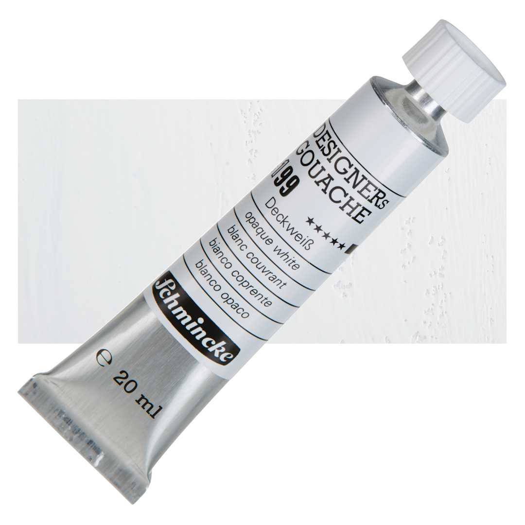 Open in modal - Schmincke Designers Gouache - Opaque White, 20 ml Tube and swatch