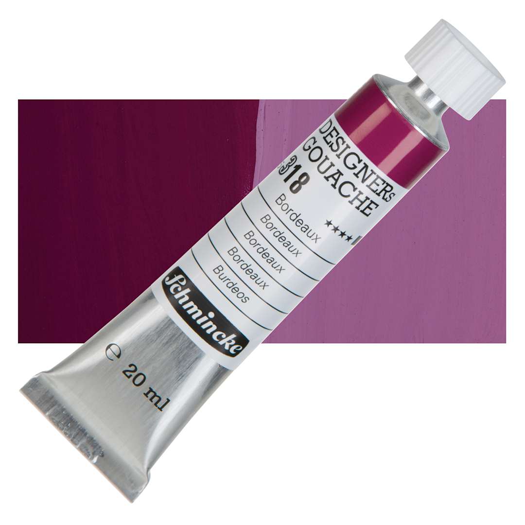 Open in modal - Schmincke Designers Gouache - Bordeaux, 20 ml Tube and swatch