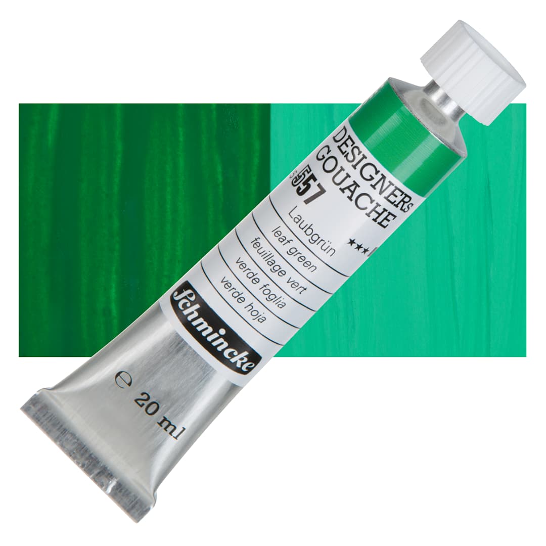 Open in modal - Schmincke Designers Gouache - Leaf Green, 20 ml Tube and swatch