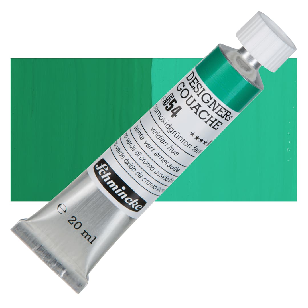 Open in modal - Schmincke Designers Gouache - Viridian Hue, 20 ml Tube and swatch