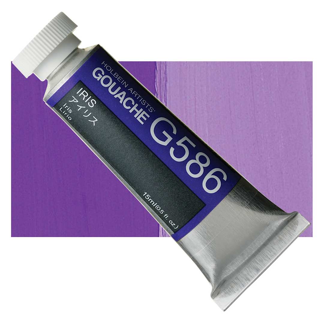 Open in modal - Holbein Artists' Gouache - Iris, 15 ml tube and swatch