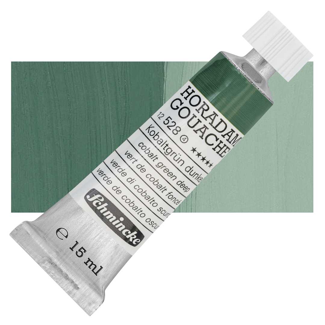 Open in modal - Schmincke Horadam Artist Gouache - Cobalt Green Deep, 15 ml tube and swatch