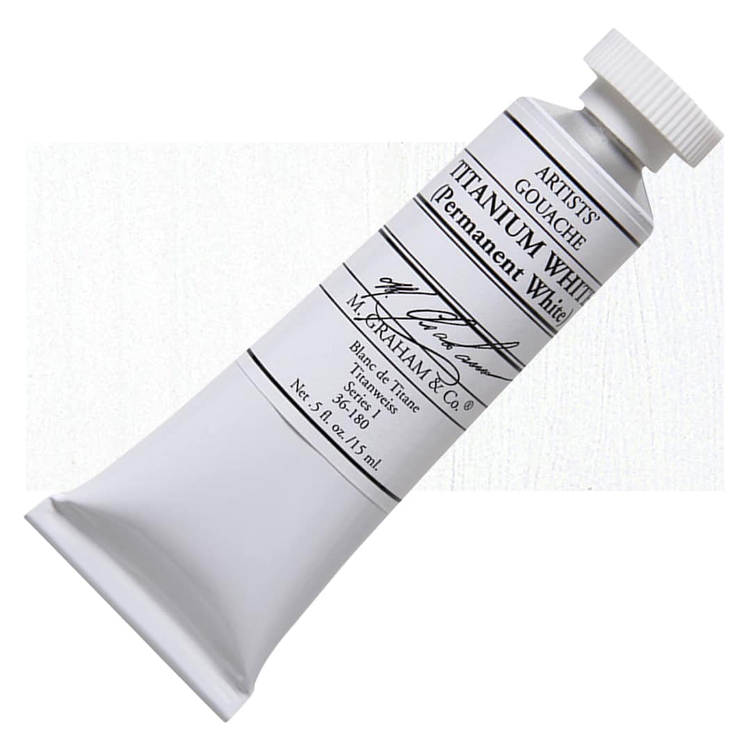 Open in modal - M. Graham Artists' Gouache - Titanium White, 15 ml tube and swatch