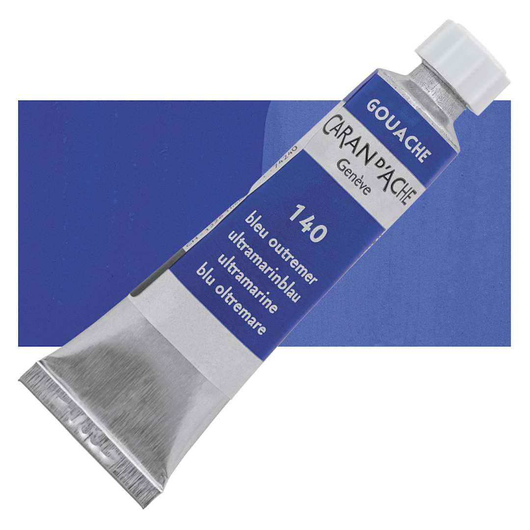 Open in modal - Caran d'Ache Studio Gouache - Ultramarine, 10 ml, Tube and swatch