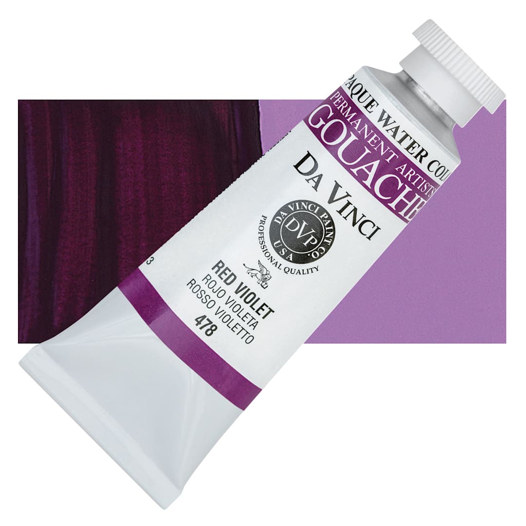 Open in modal - Da Vinci Professional Gouache - Red Violet, 37 ml tube and swatch