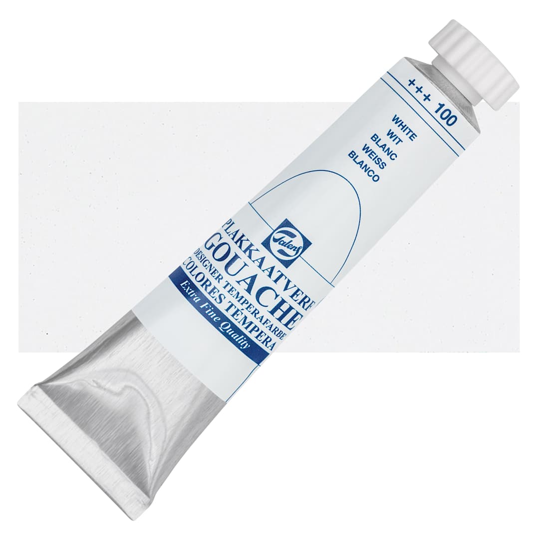 Open in modal - Royal Talens Gouache - White, 20 ml tube and swatch