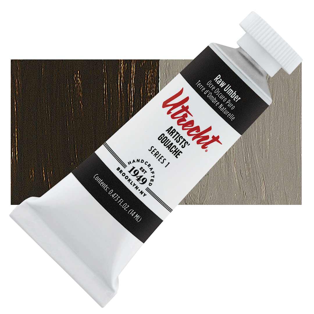 Open in modal - Utrecht Artists' Gouache - Raw Umber, 14 ml tube and swatch