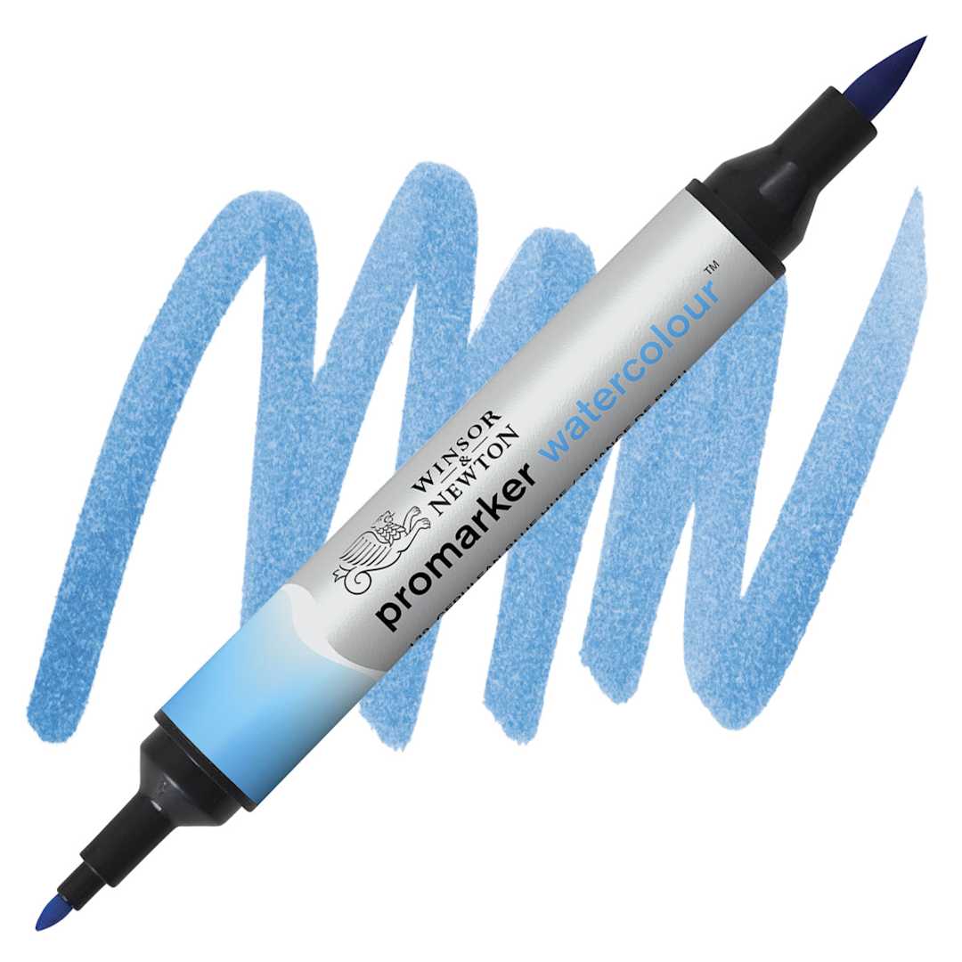 Open in modal - Winsor & Newton Promarker Watercolor Marker - Cerulean Blue Hue marker and swatch