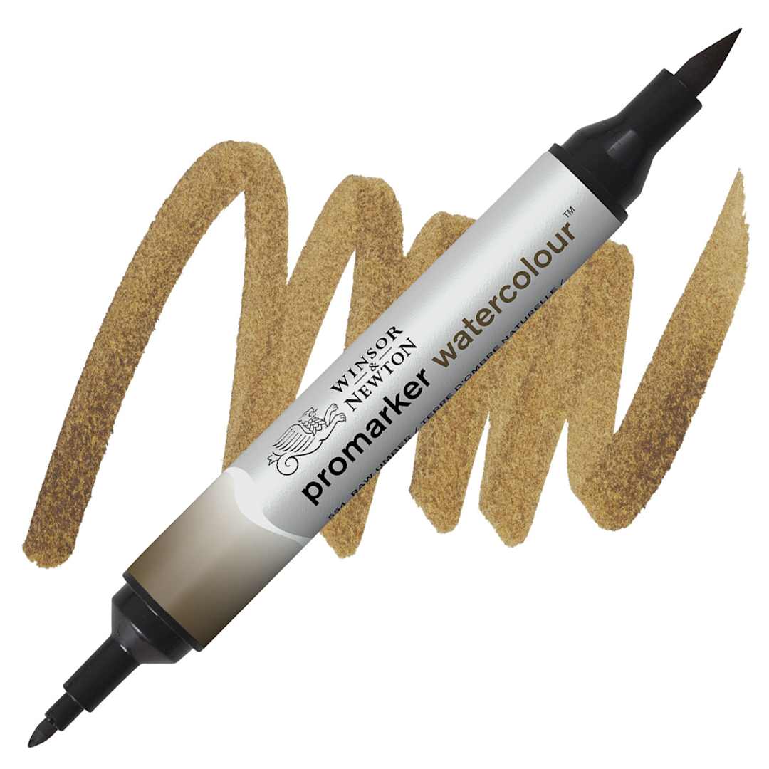 Open in modal - Winsor & Newton Promarker Watercolor Marker - Raw Umber marker and swatch