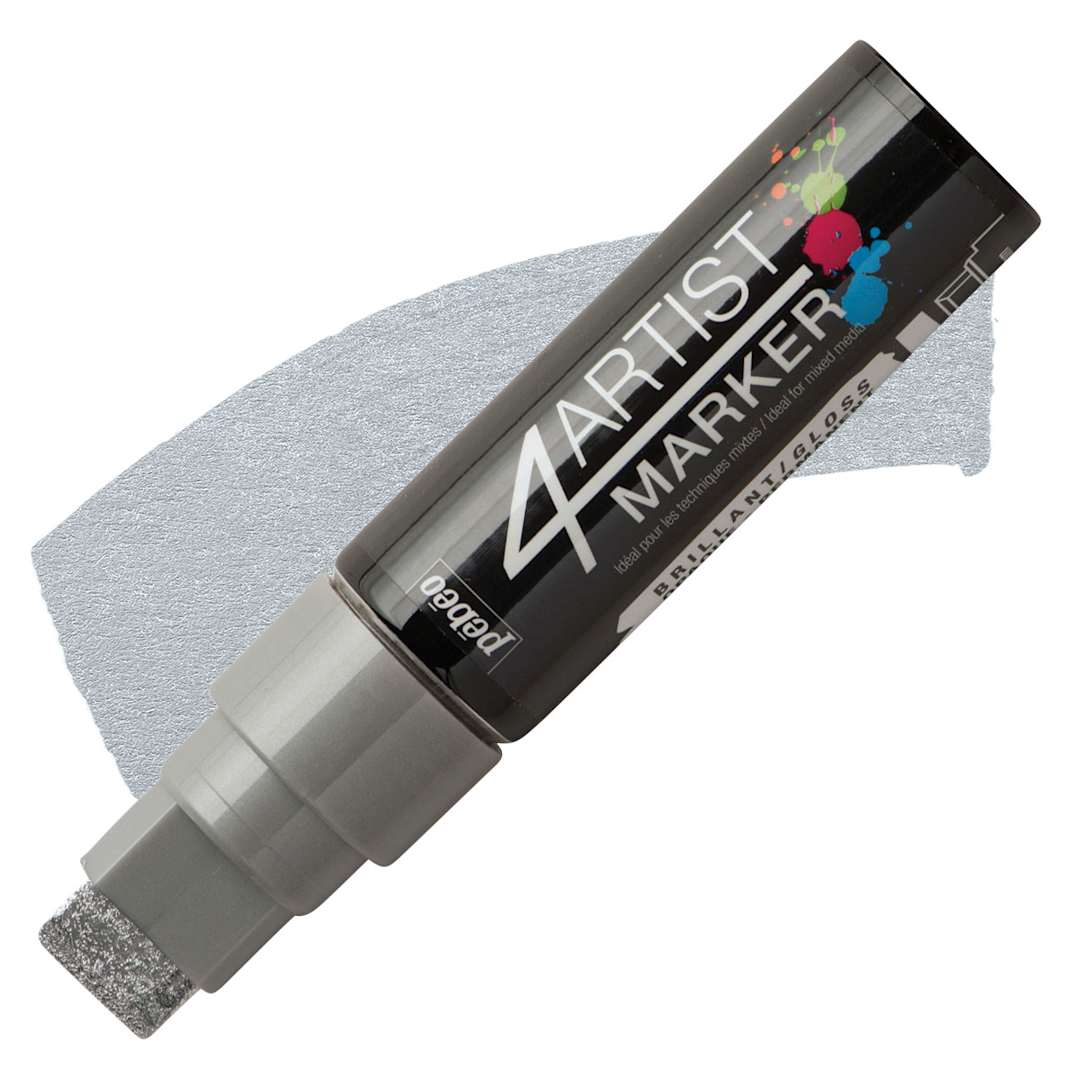 Open in modal - Pebeo 4Artist Marker - Silver, 15 mm marker and swatch