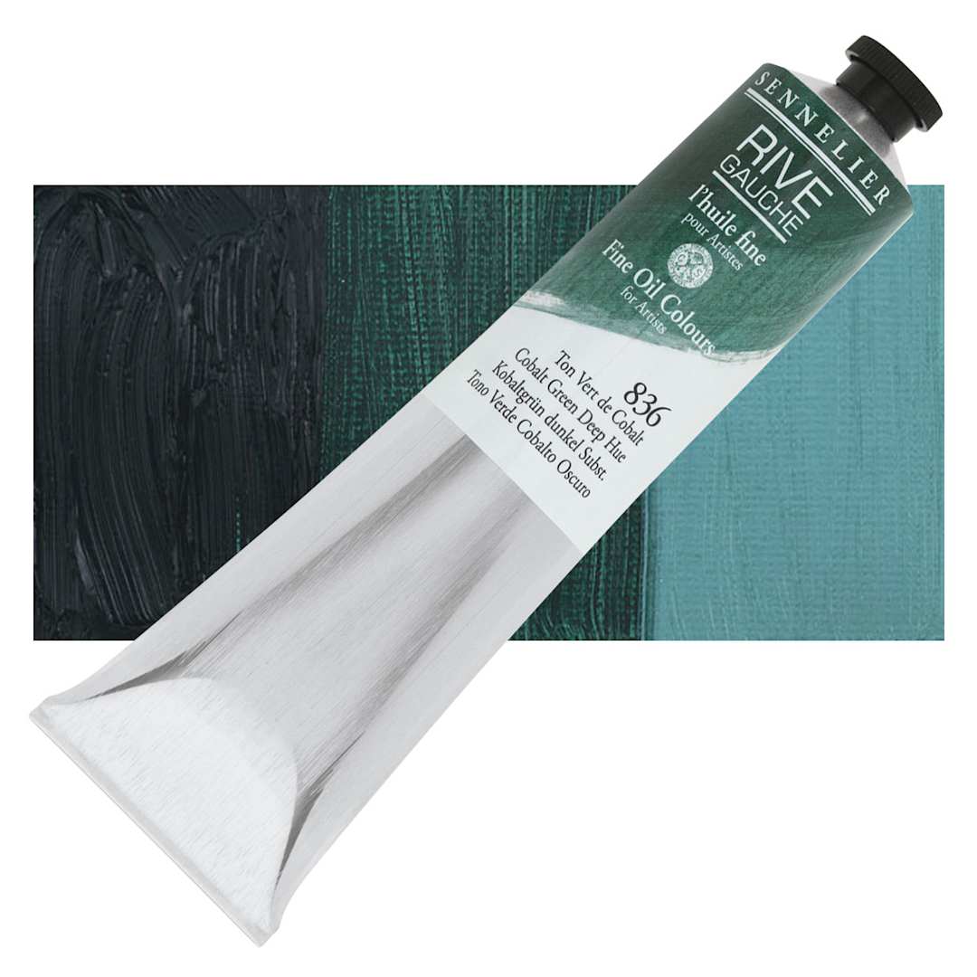 Open in modal - Sennelier Rive Gauche Artists Oil Color - Cobalt Green Deep Hue, 200 ml tube and swatch