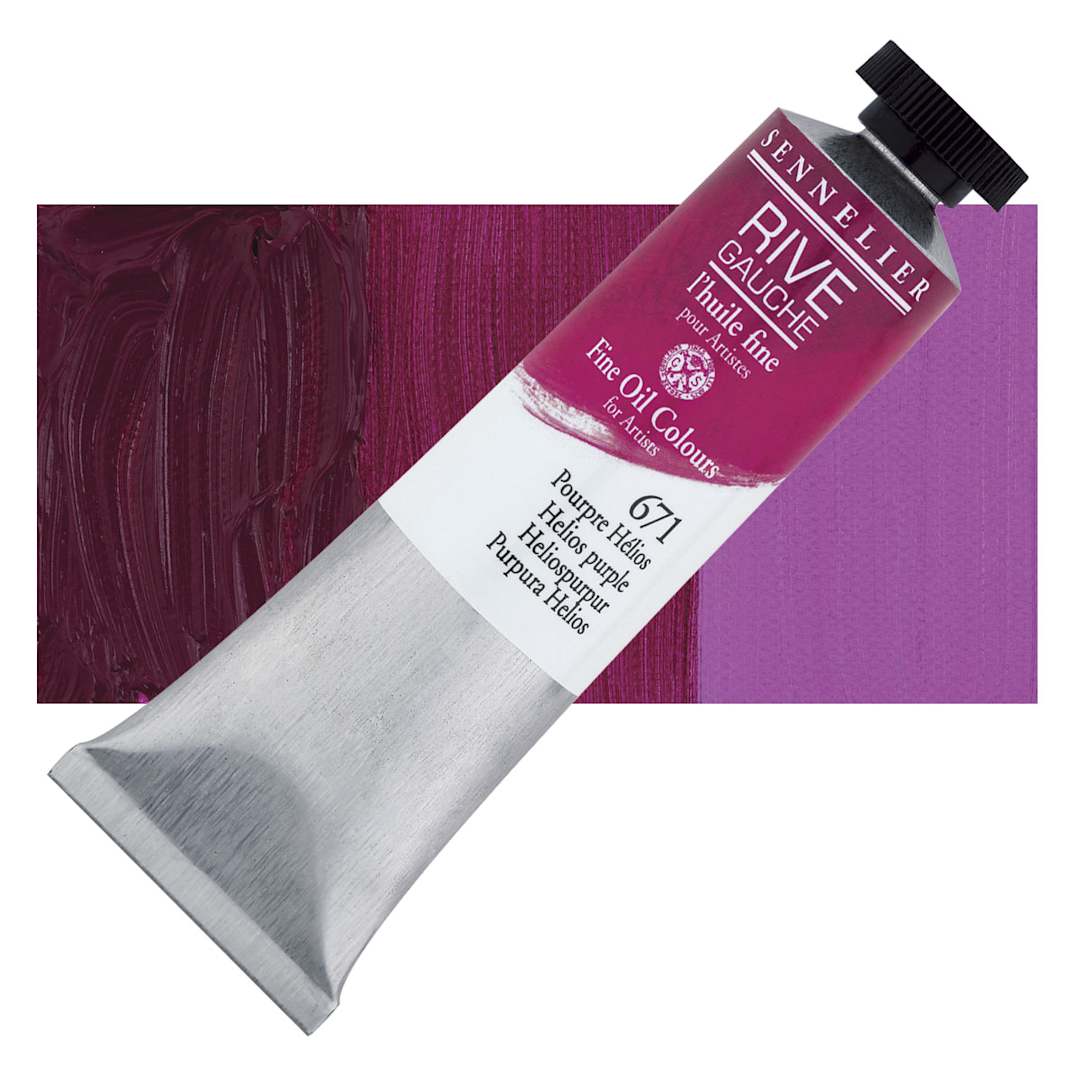 Open in modal - Sennelier Rive Gauche Artists Oil Color - Helios Purple, 40 ml tube and swatch