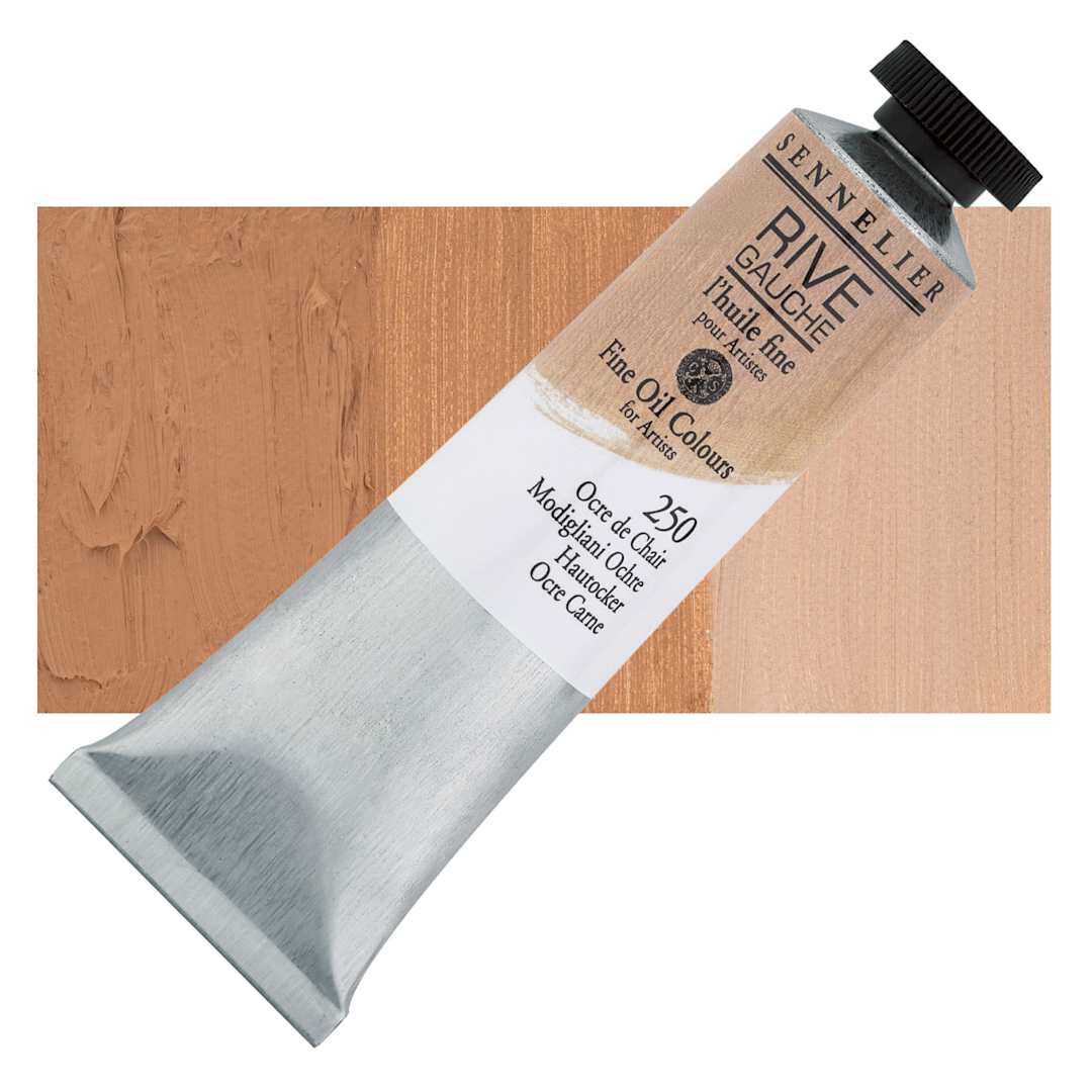 Open in modal - Sennelier Rive Gauche Artists Oil Color - Modigliani Ochre, 40 ml tube and swatch
