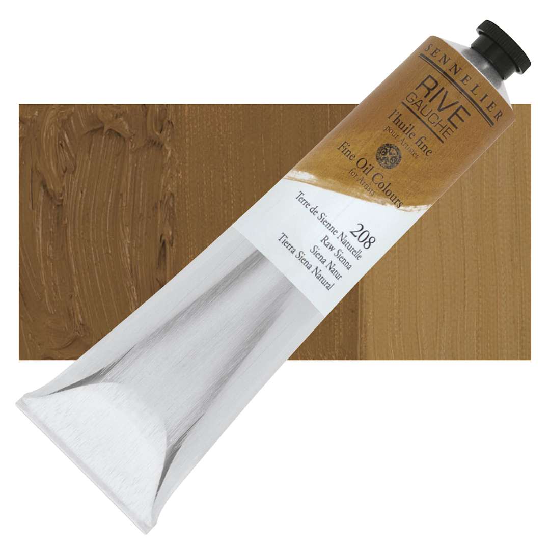 Open in modal - Sennelier Rive Gauche Artists Oil Color - Raw Sienna, 200 ml tube and swatch