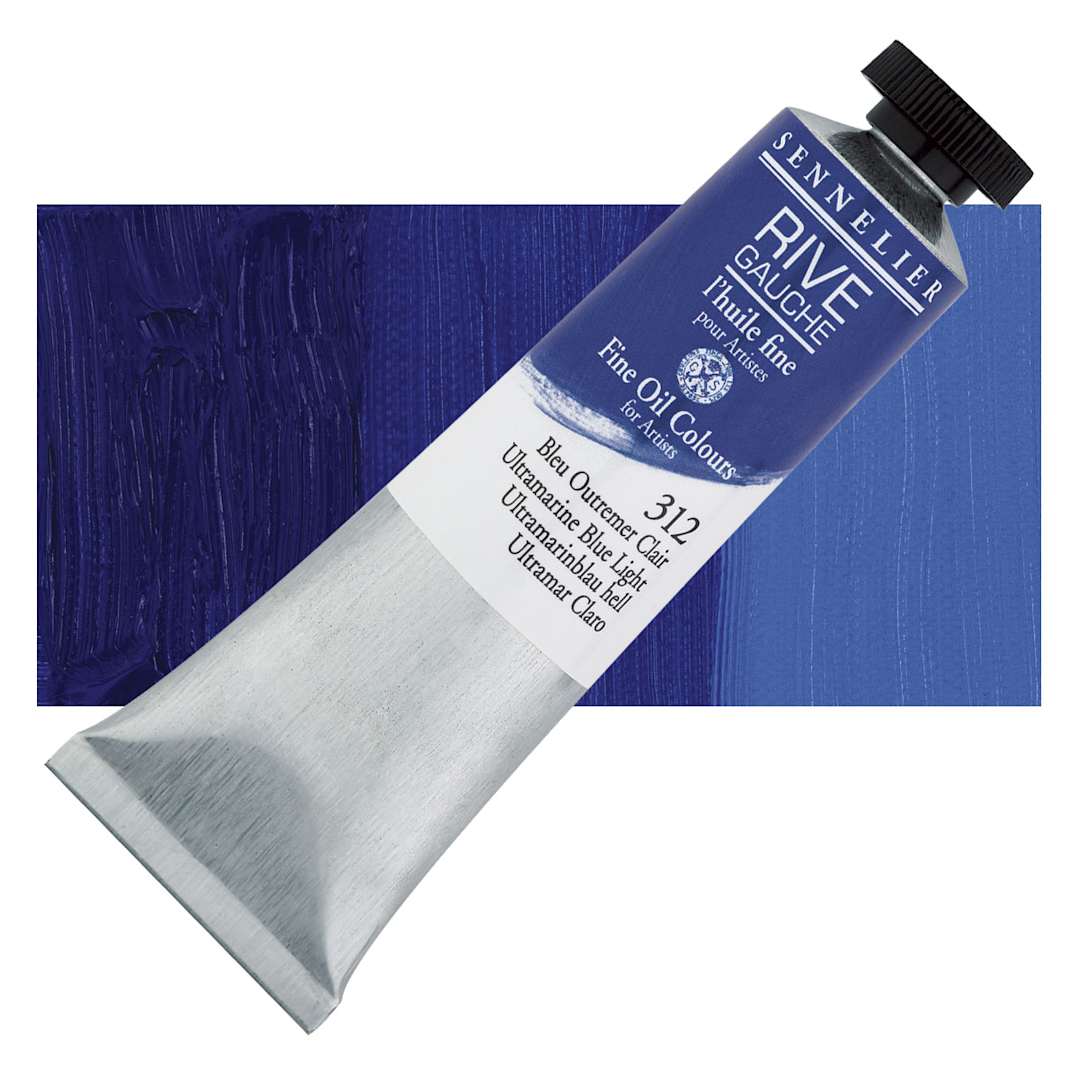 Open in modal - Sennelier Rive Gauche Artists Oil Color - Ultramarine Blue Light, 40 ml tube and swatch
