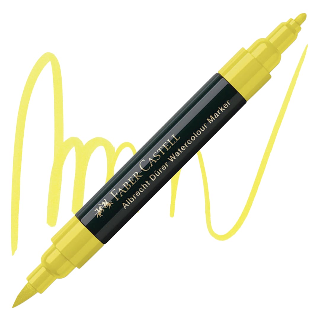 Open in modal - Faber-Castell Albrecht Dürer Watercolor Marker - Cadmium Yellow 107 marker and swatch