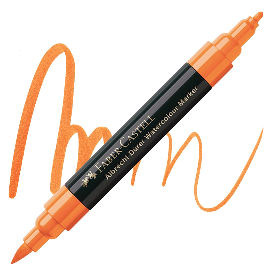 Open in modal - Faber-Castell Albrecht Dürer Watercolor Marker - Orange Glaze 113 marker and swatch