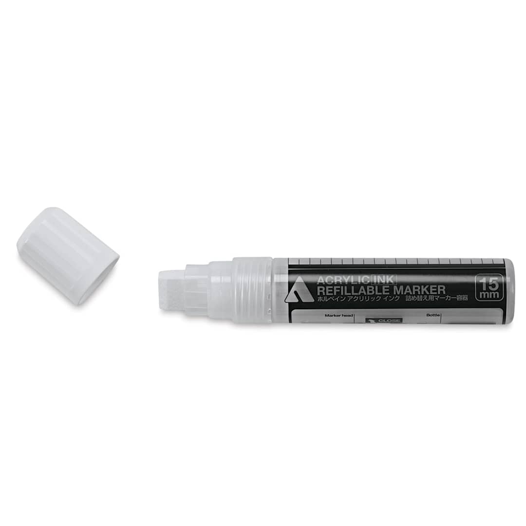 Open in modal - Holbein Refillable Markers - 15 mm Marker shown horizontally and uncapped 