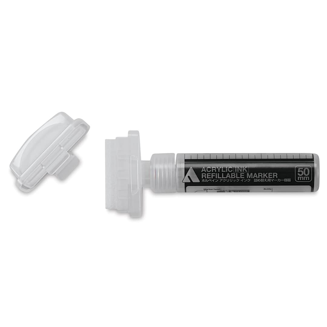 Open in modal - Holbein Refillable Markers - 50 mm Marker shown horizontally and uncapped 