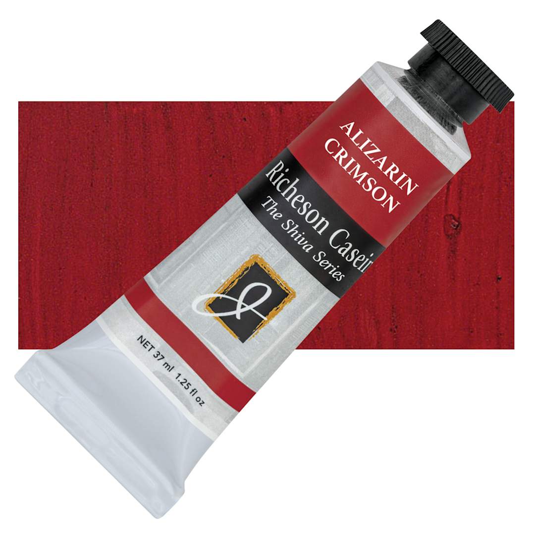 Open in modal - Richeson Casein Paint the Shiva Series - Alizarin Crimson, 37 ml Tube and swatch