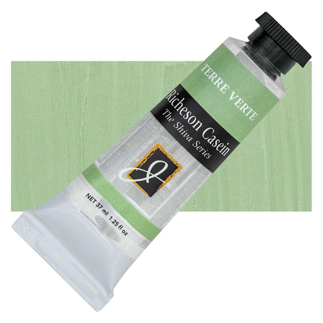 Open in modal - Richeson Casein Paint the Shiva Series - Terra Verte, 37 ml tube and swatch