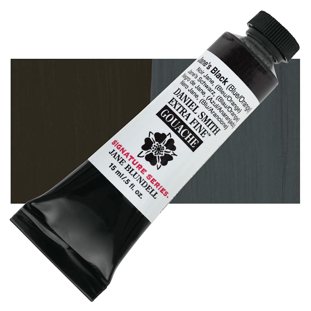 Open in modal - Daniel Smith Extra Fine Gouache - Jane's Black (Blue/Orange), 15 tube and swatch