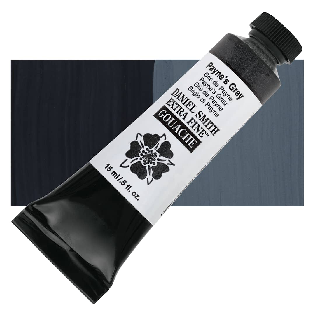 Open in modal - Daniel Smith Extra Fine Gouache - Payne's Gray, 15 ml Tube and swatch