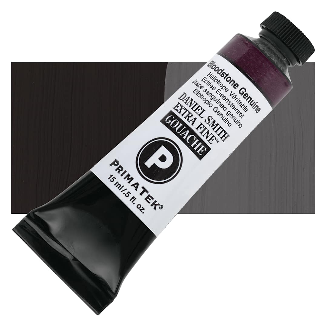 Open in modal - Daniel Smith Extra Fine Gouache - Bloodstone Genuine, 15 ml tube and swatch