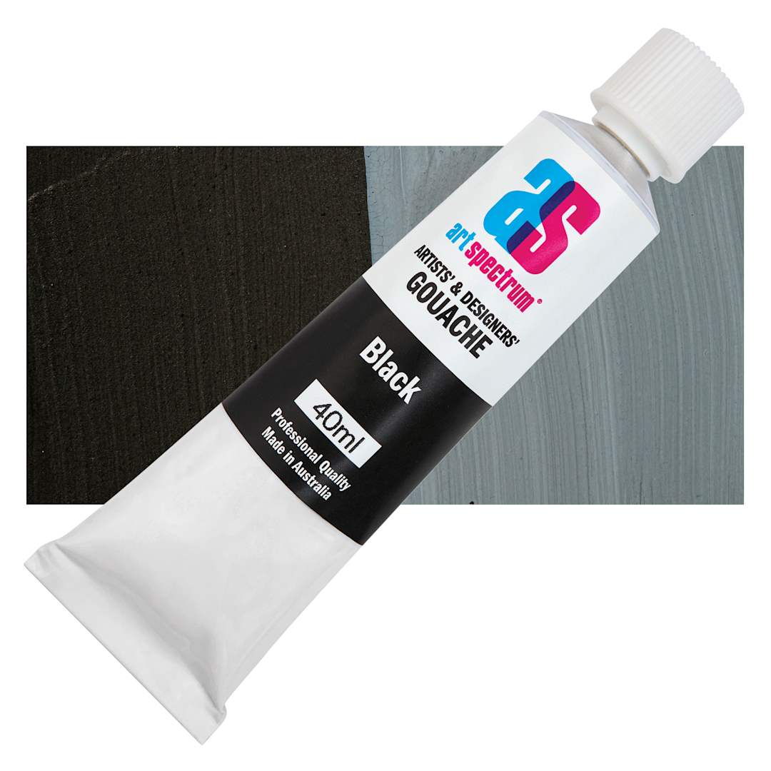 Open in modal - Art Spectrum Artists' Gouache - Black, 40 ml tube and swatch
