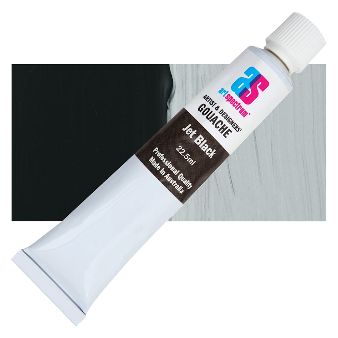 Open in modal - Art Spectrum Artists' Gouache - Jet Black, 22.5 ml tube and swatch