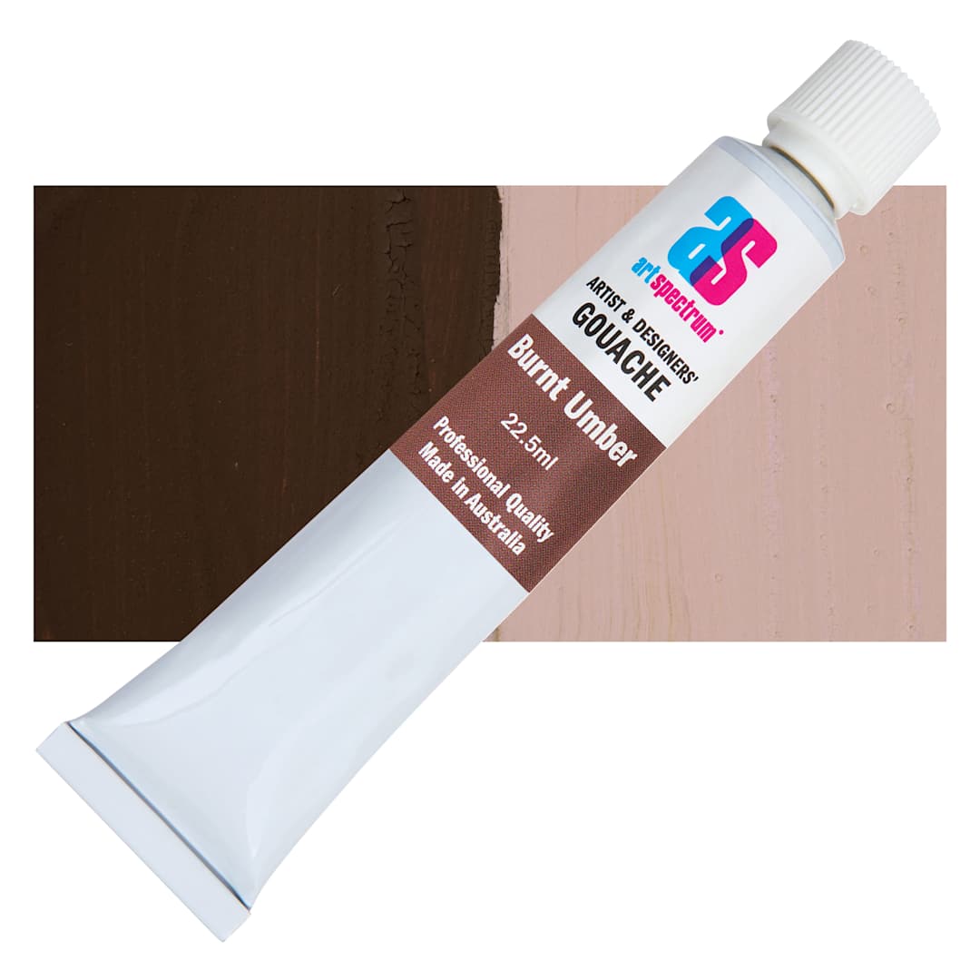 Open in modal - Art Spectrum Artists' Gouache - Burnt Umber, 22.5 ml tube and swatch