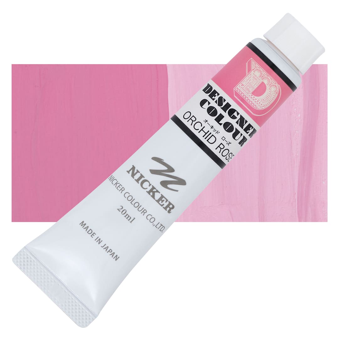 Open in modal - Nicker Designers Color Gouache - Orchid Rose, 20 ml tube and swatch