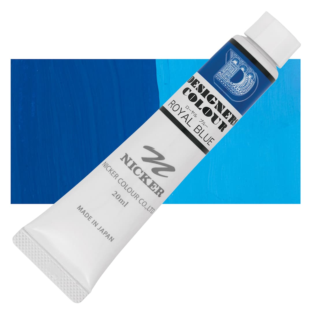 Open in modal - Nicker Designers Color Gouache - Royal Blue, 20 ml tube and swatch
