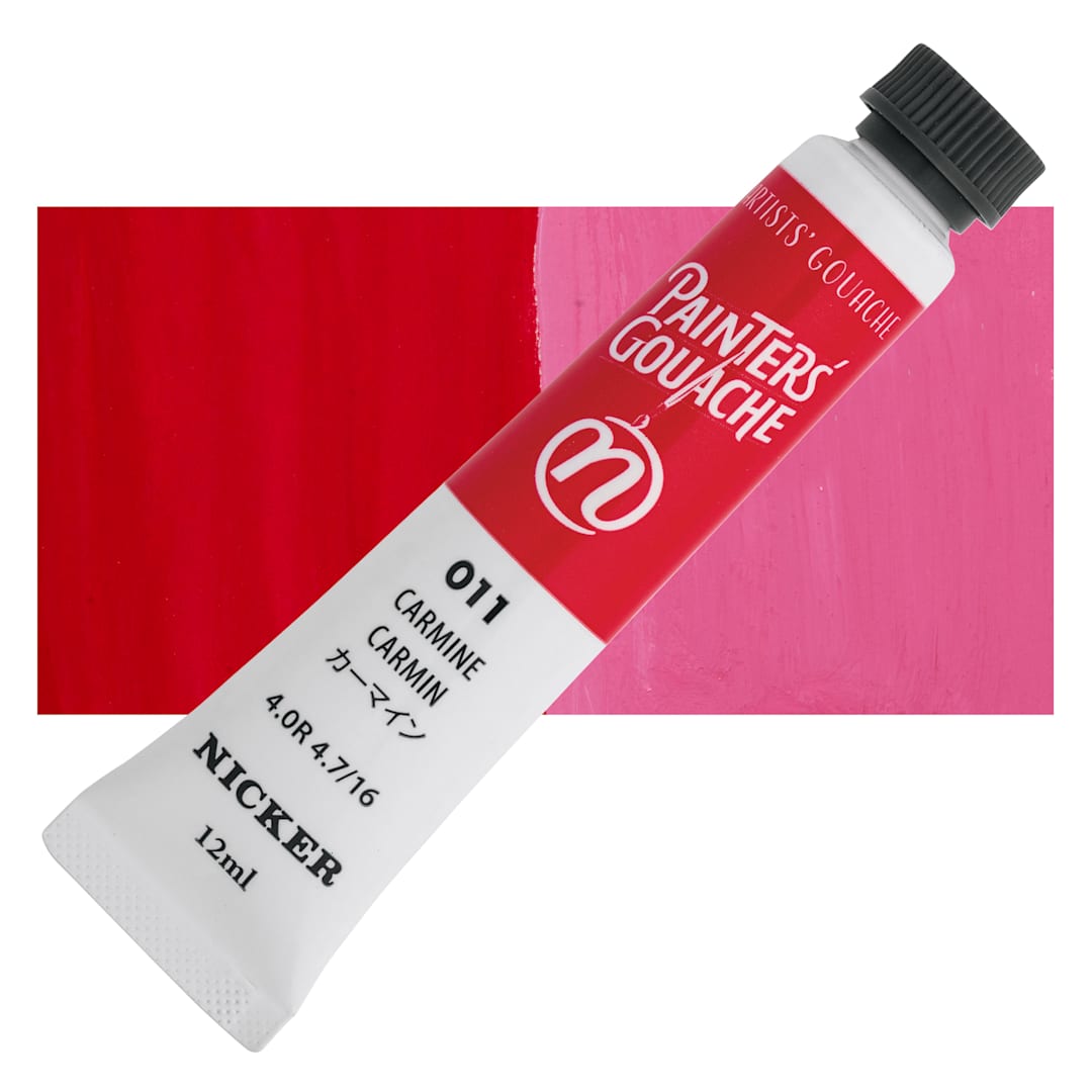 Open in modal - Nicker Painter’s Gouache - Carmine, 12 ml tube and swatch