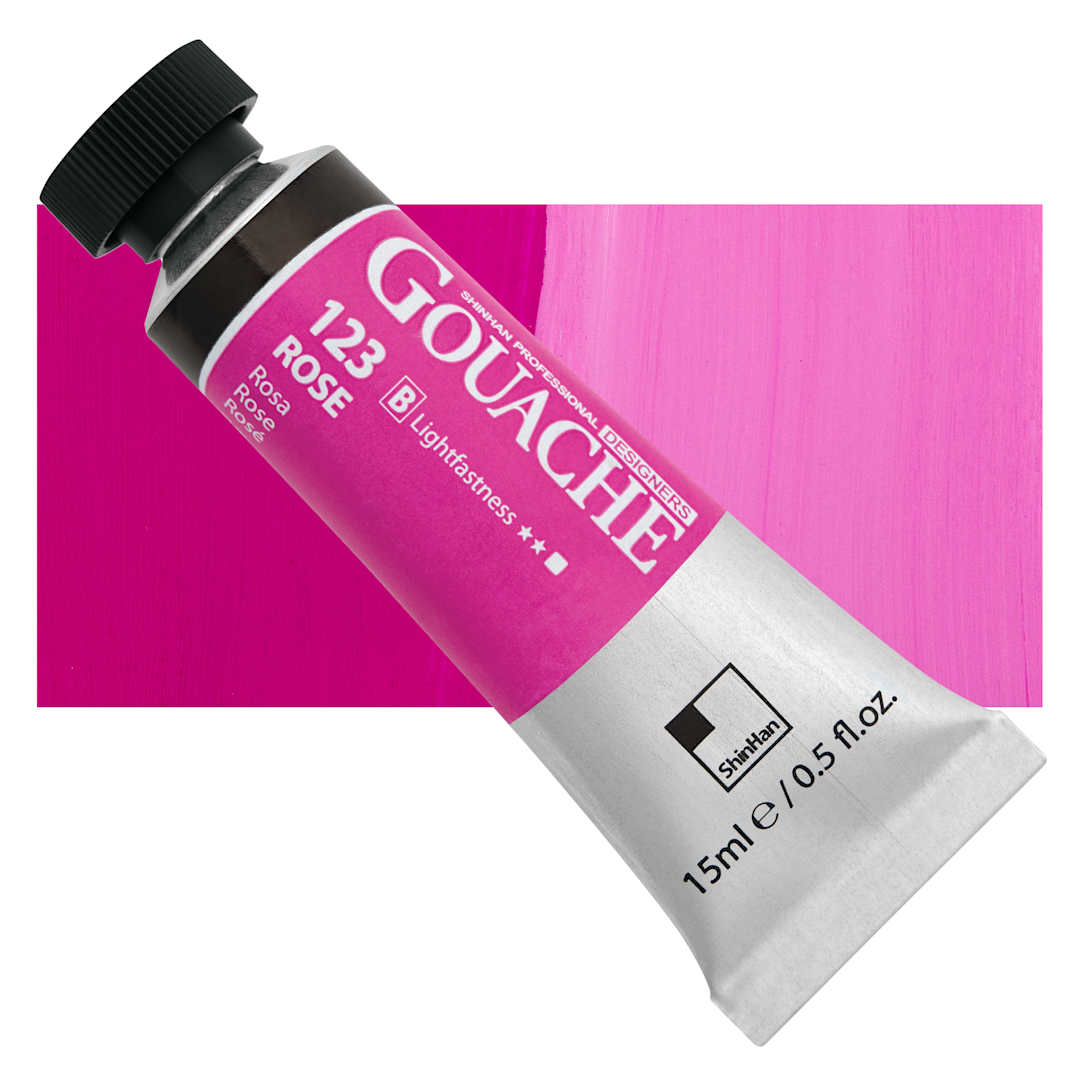 Open in modal - ShinHan Professional Designers Gouache - Rose, 15 ml tube and swatch