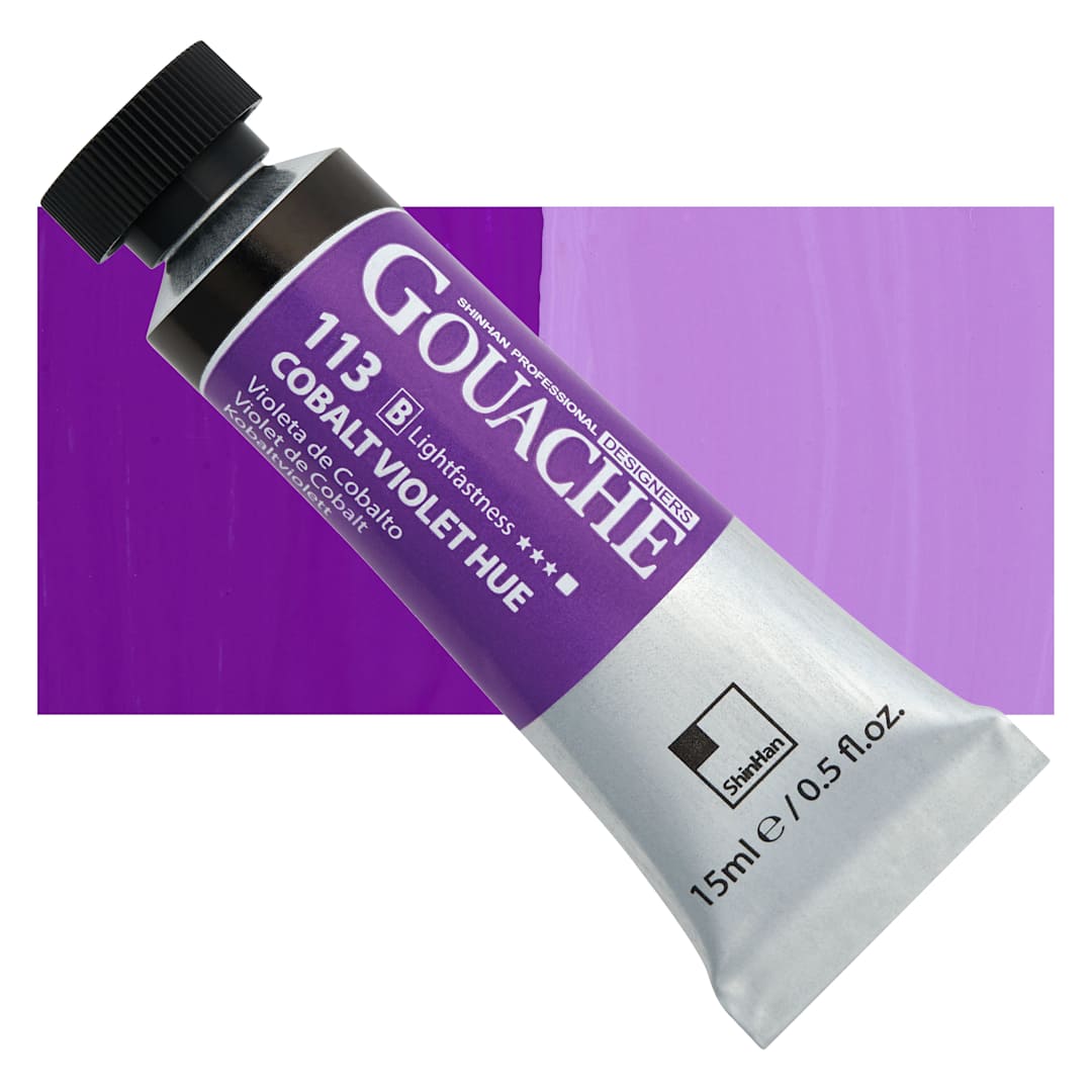 Open in modal - ShinHan Professional Designers Gouache - Cobalt Violet Hue, 15 ml tube and swatch