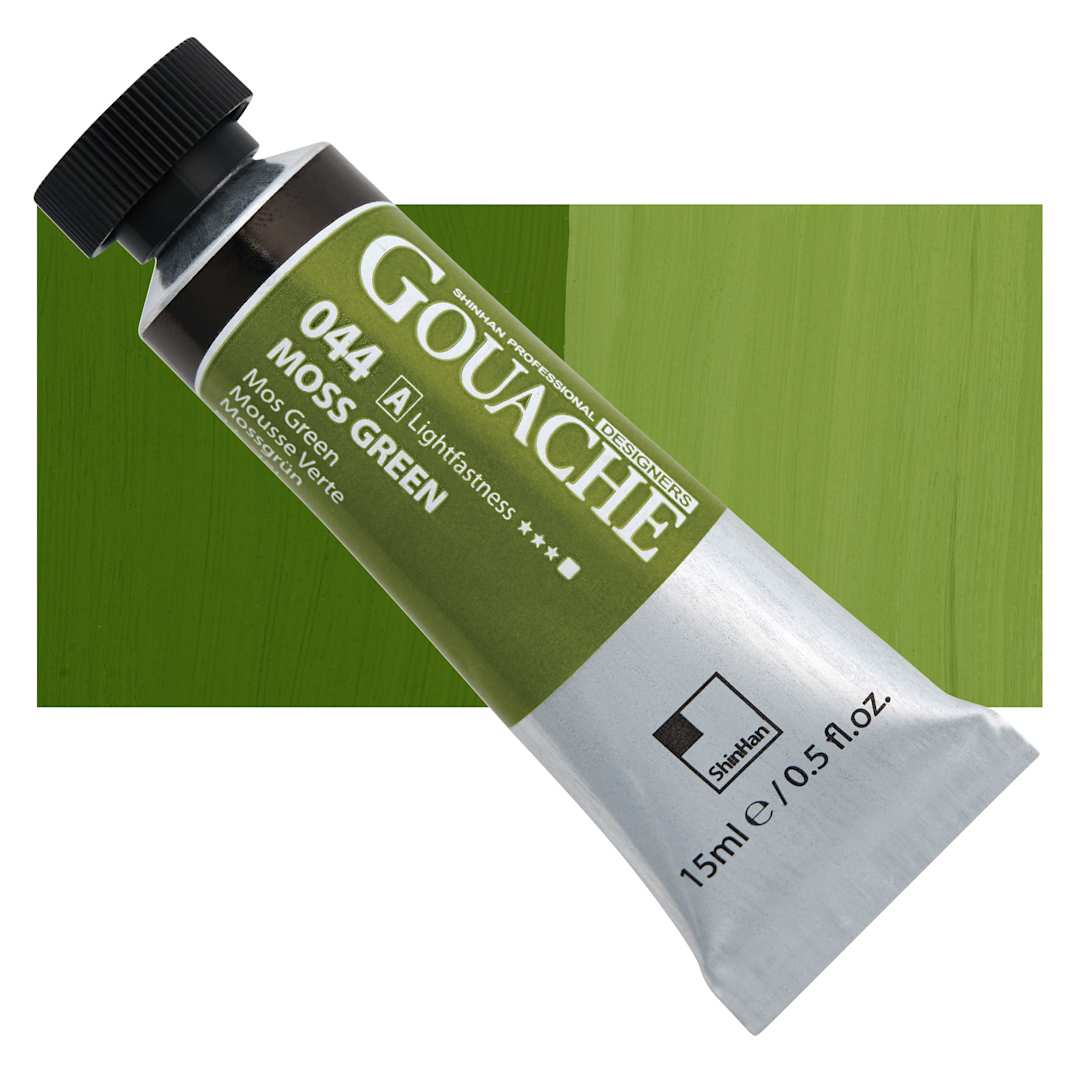 Open in modal - ShinHan Professional Designers Gouache - Moss Green, 15 ml tube and swatch
