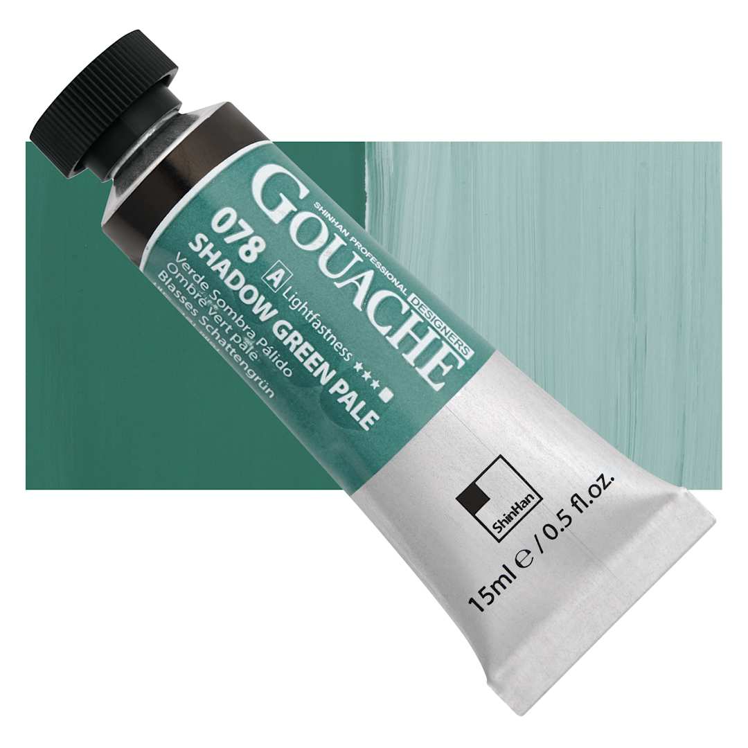 Open in modal - ShinHan Professional Designers Gouache - Shadow Green Pale, 15 ml tube and swatch