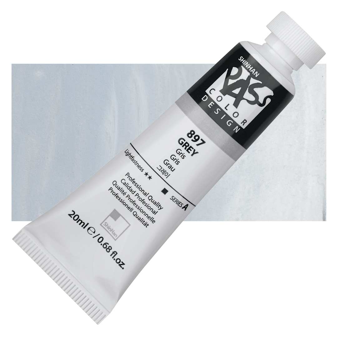 Open in modal - ShinHan Pass Colors Opaque Watercolor Tube - Grey, 20 ml tube and swatch