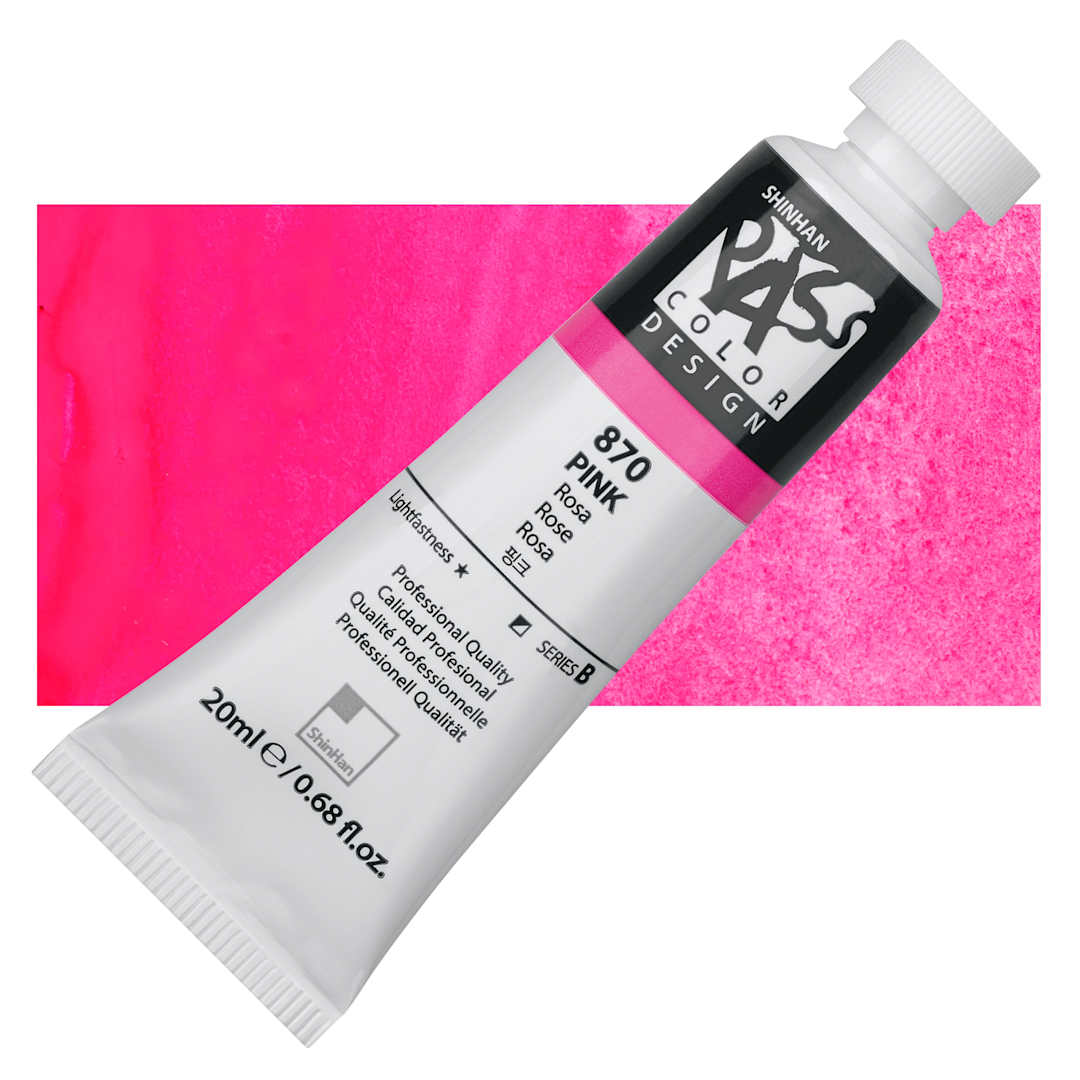 Open in modal - ShinHan Pass Colors Opaque Watercolor Tube - Pink, 20 ml tube and swatch