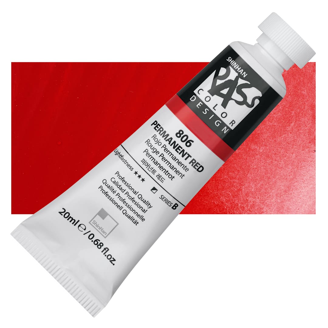 Open in modal - ShinHan Pass Colors Opaque Watercolor Tube - Permanent Red, 20 ml tube and swatch