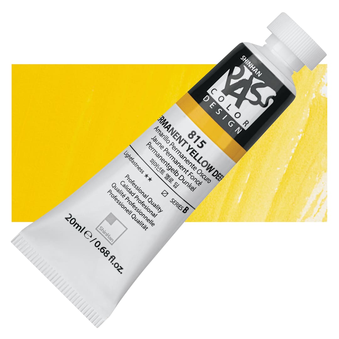 Open in modal - ShinHan Pass Colors Opaque Watercolor Tube - Permanent Yellow Deep, 20 ml tube and swatch