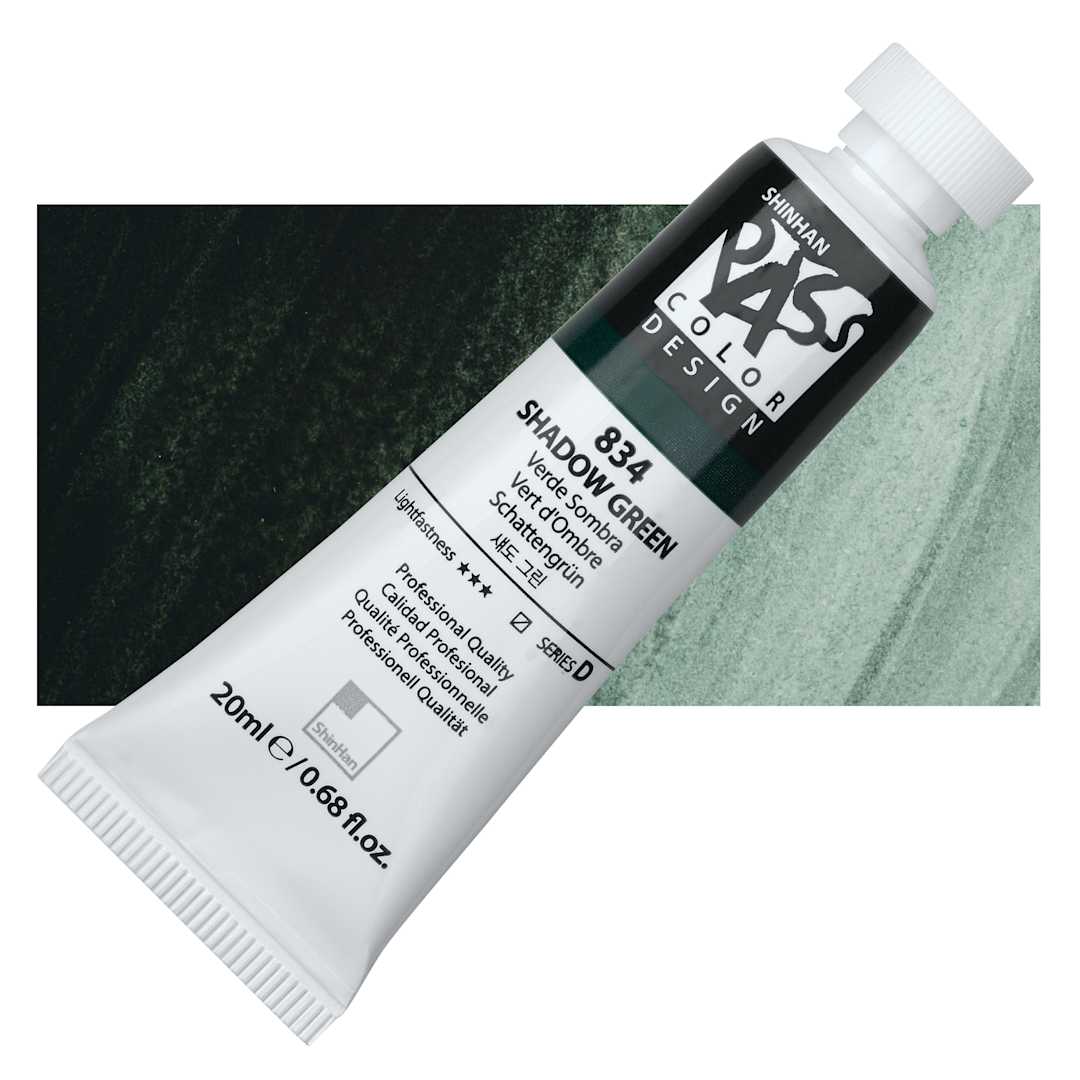 Open in modal - ShinHan Pass Colors Opaque Watercolor Tube - Shadow Green, 20 ml tube and swatch