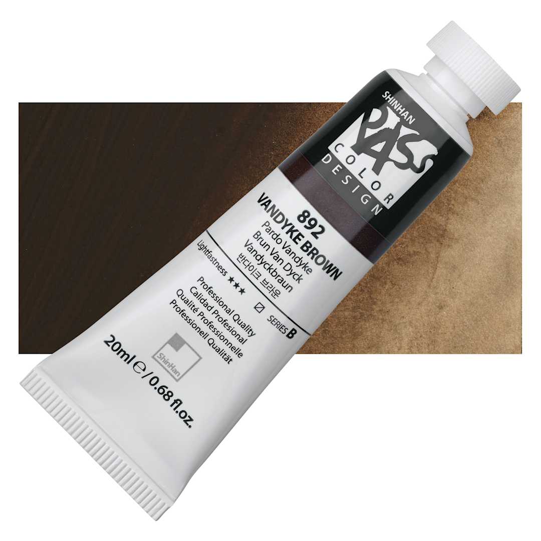 Open in modal - ShinHan Pass Colors Opaque Watercolor Tube - Vandyke Brown, 20 ml tube and swatch