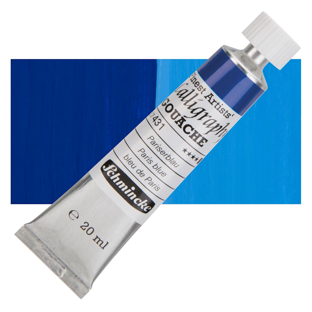 Open in modal - Schmincke Calligraphy Gouache - Paris Blue, 20 ml Tube and swatch